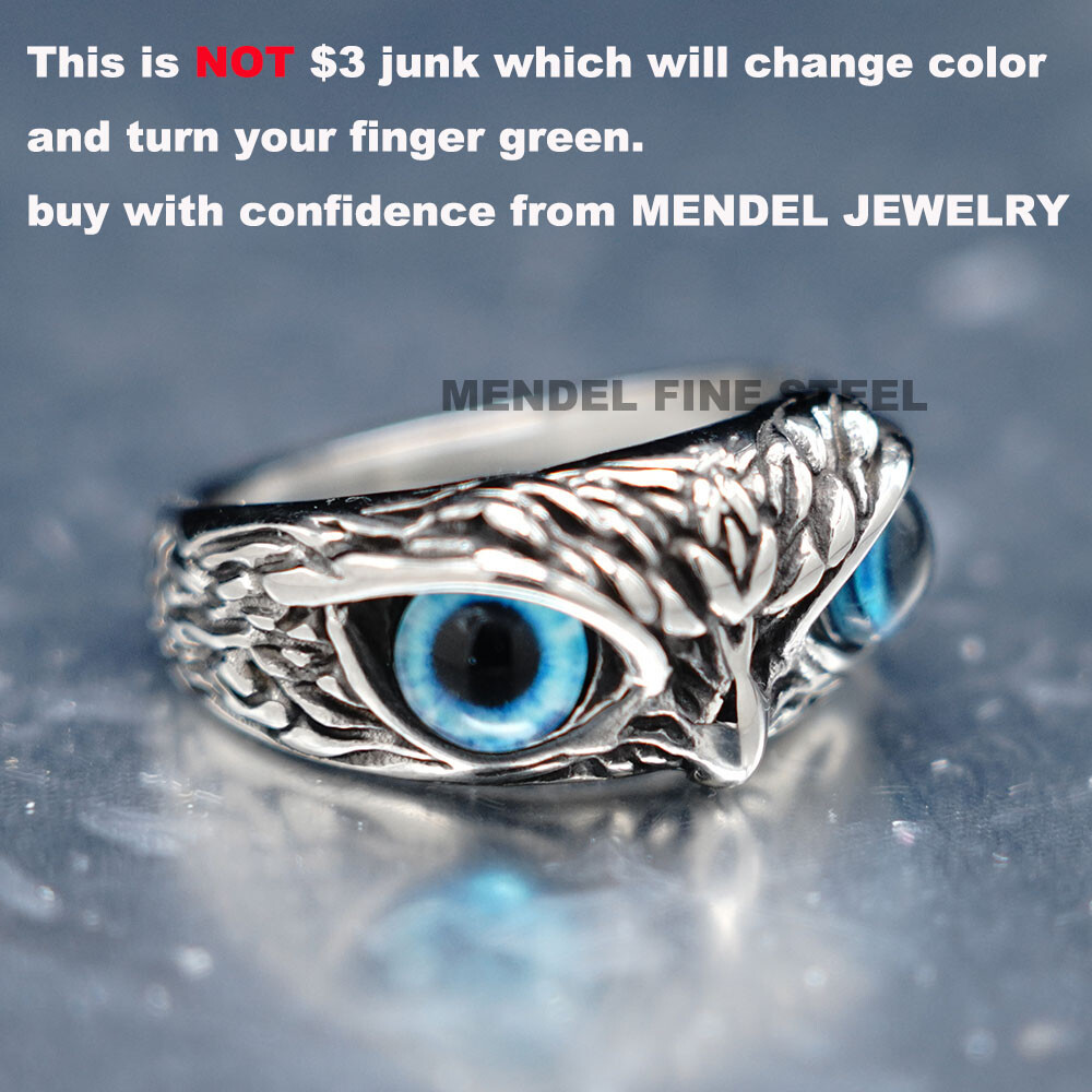MENDEL Womens Cute Owl Bird Ring Stainless Steel For Women Teen Girls Size 5-9