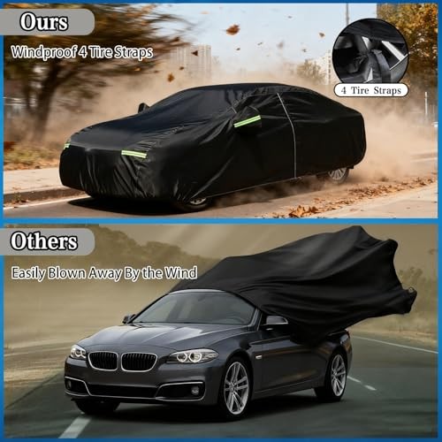 Sedan Car Cover, Car Cover Waterproof All Weather Fit for Sedan 178-185 inch