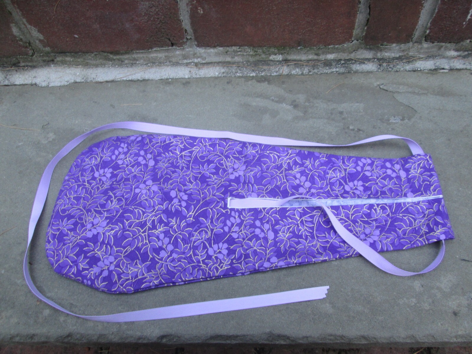 REENACTOR 18THC REV WAR COLONIAL POCKET COTTON VIOLET LILAC RIBBON PURPLE GOLD