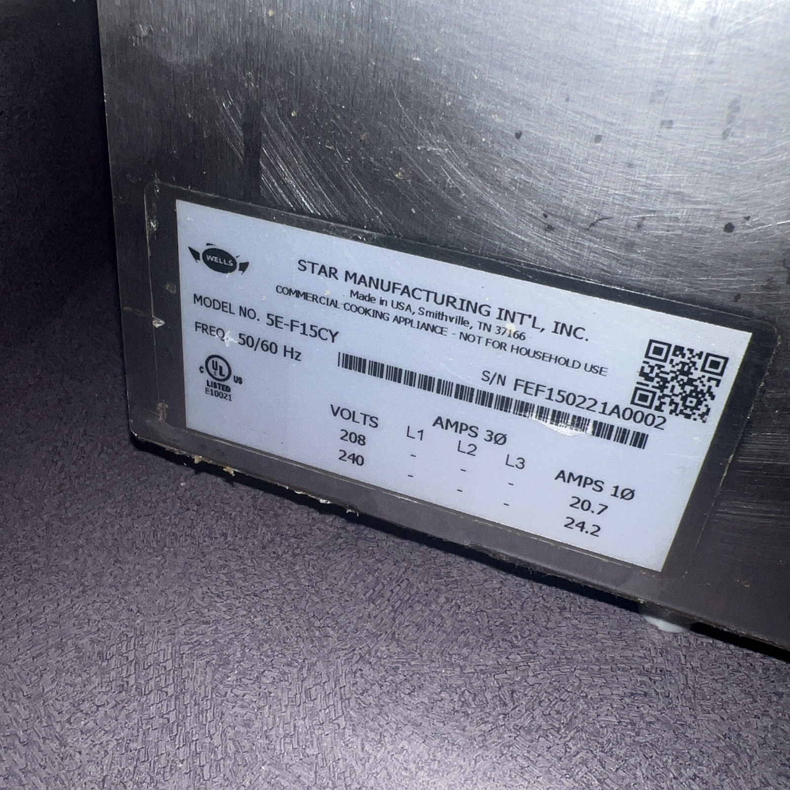 Wells 5E-F15 15 lb. Electric Countertop Fryer - 208-240V, 4319/5750W UUU