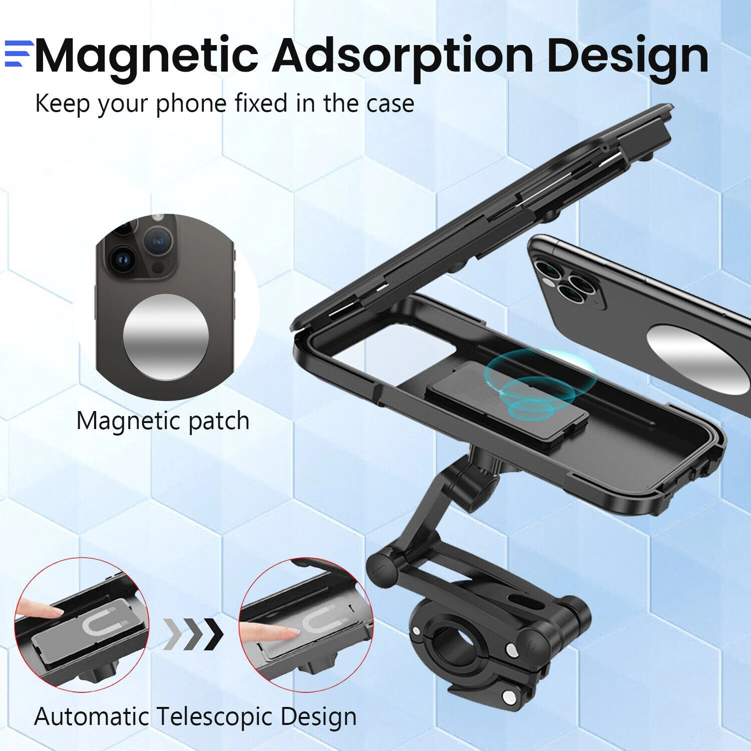 Motorcycle Bike Handlebar Phone Mount Holder Waterproof Case for iPhone Samsung