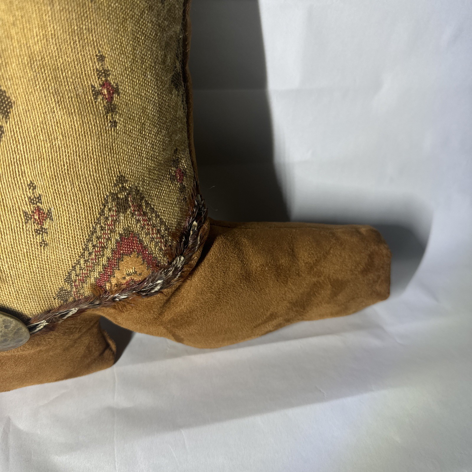 vintage Kiowa Native American hide Feather boot moccasin plush Hangable