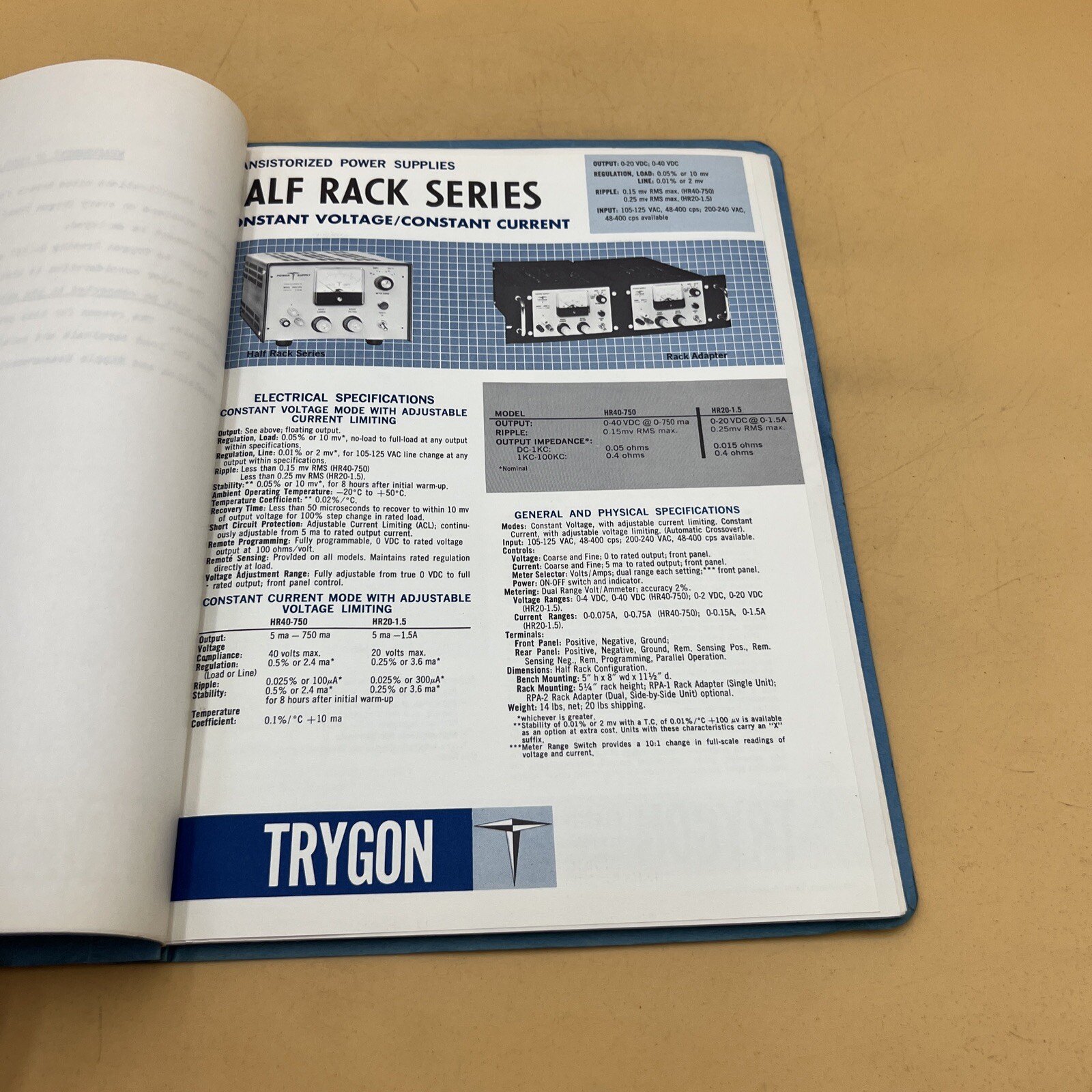 1965 Trygon Electronics Model HR10-750 XX Instruction & Maintenance Manual Book