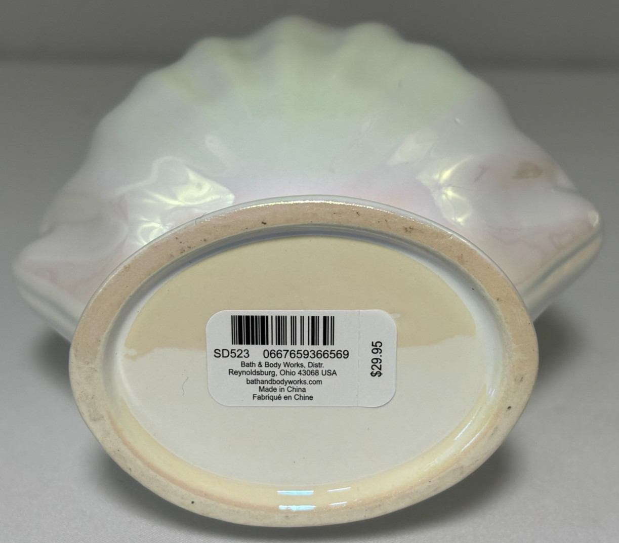 Bath & Body Works Ceramic CLAM SHELL Gentle Foaming Soap Dispenser Holder