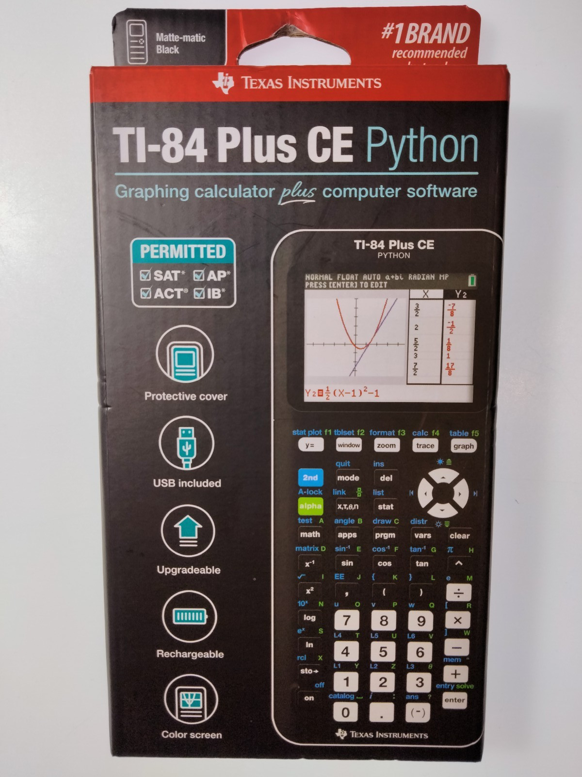 Texas Instruments graphing calculator clolor screen I-84 Plus CE Python