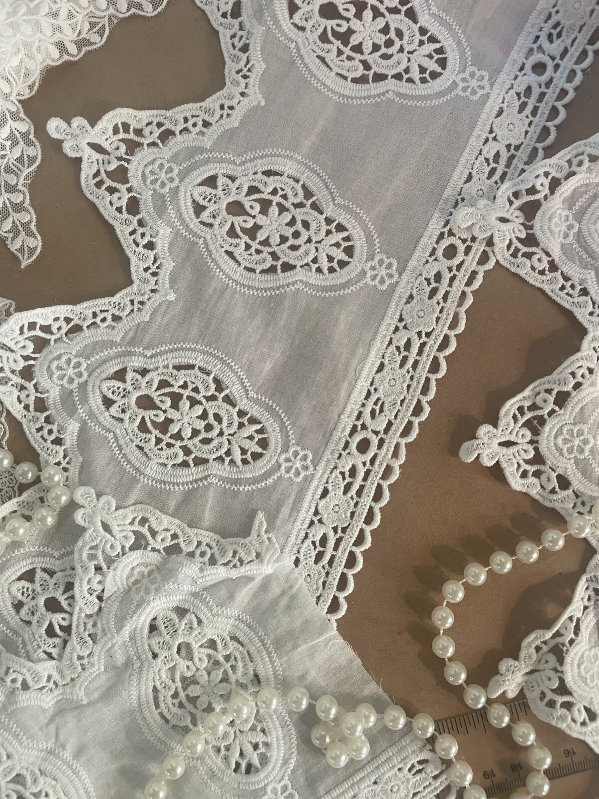 2Yds Vintage Embroidery Cotton Eyelet Lace Trim 6.7" (17cm) with Hollowed Floral