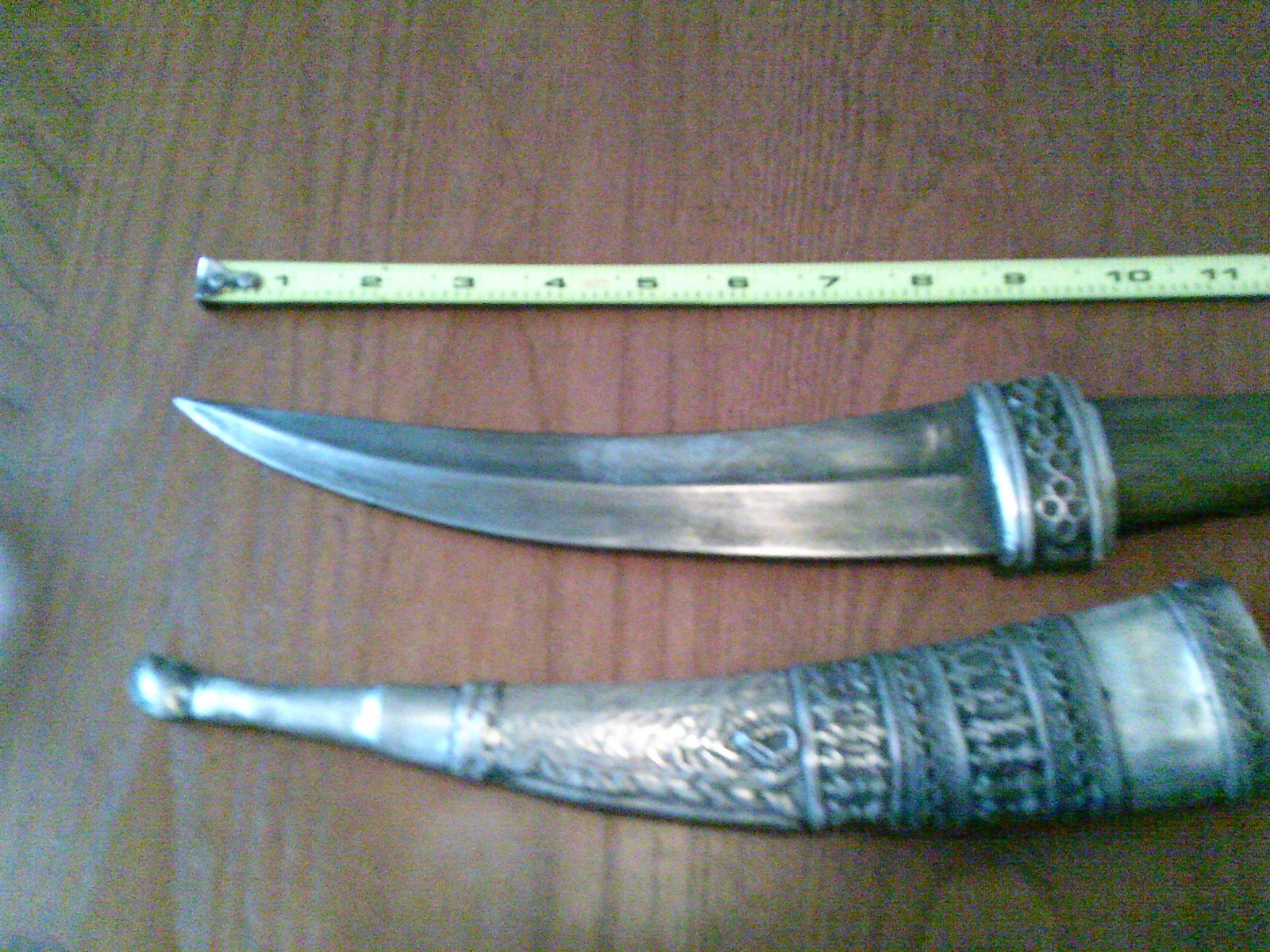 RARE-KURDISH dagger w- 6oz high silver scabbard possible wootz blade