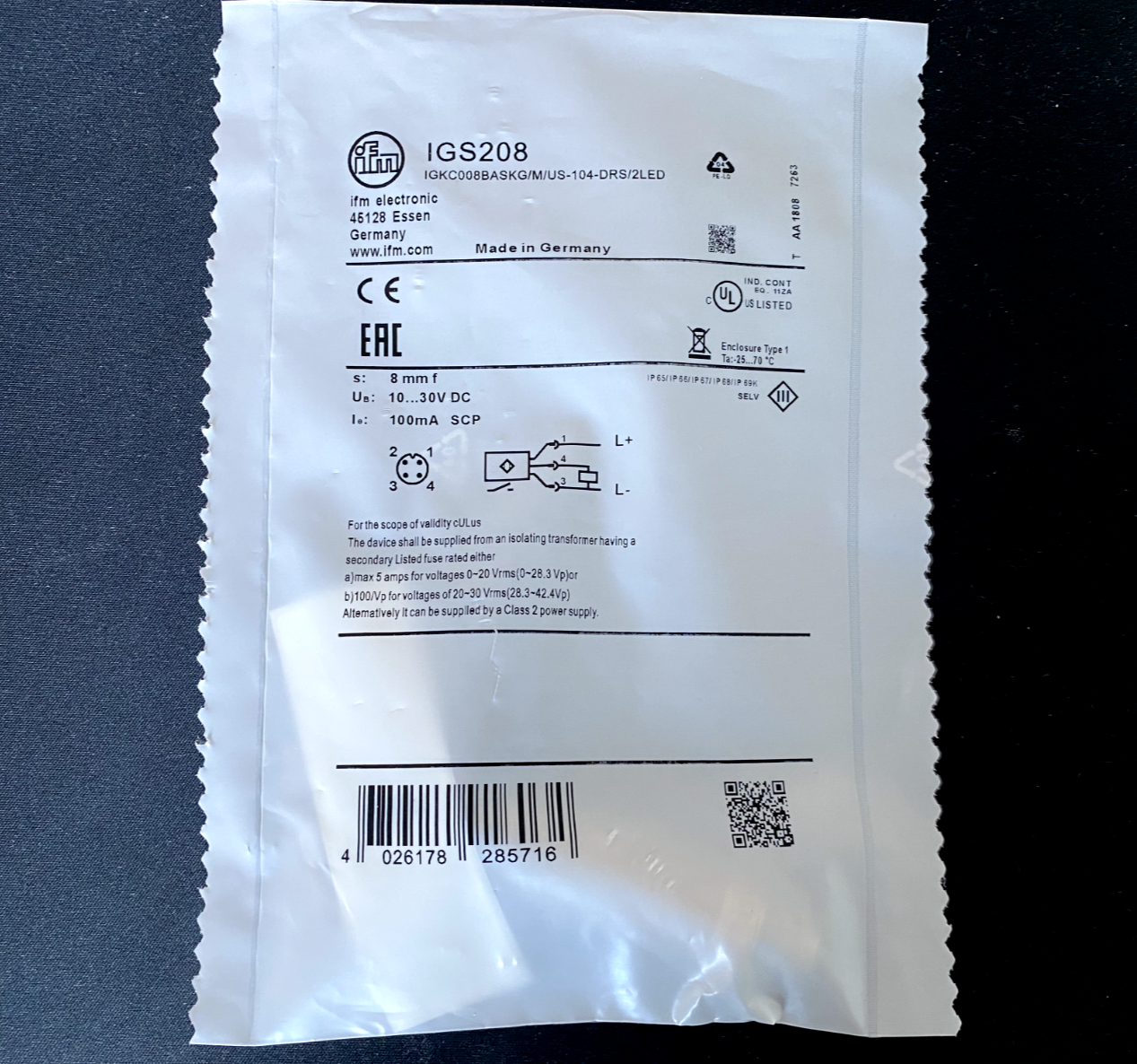 IFM IGS208 Inductive Sensor, Miniature Small Barrel