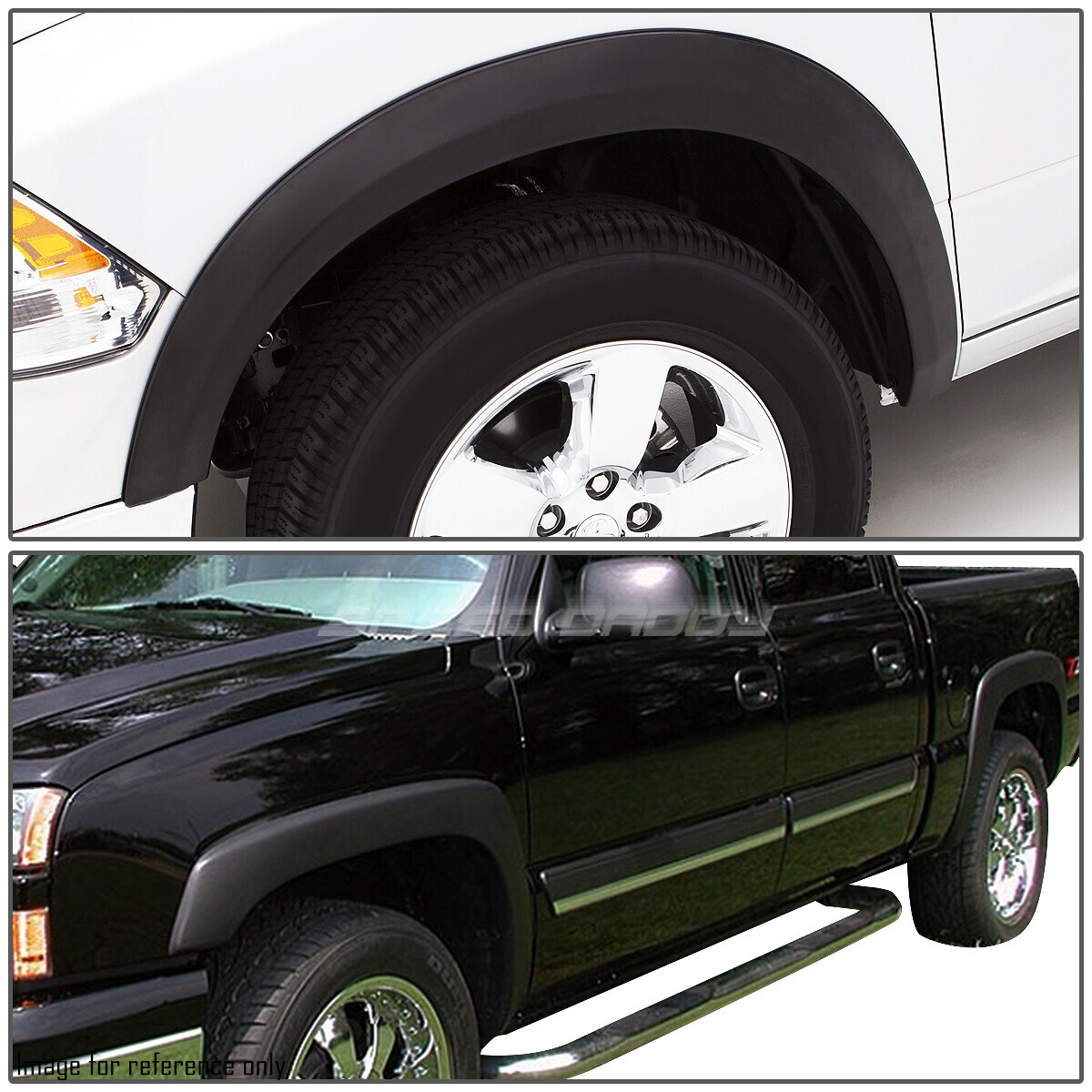 [4PCS] FOR 99-07 SILVERADO SIERRA PAINTABLE BLACK OE STYLE WHEEL FENDER FLARES
