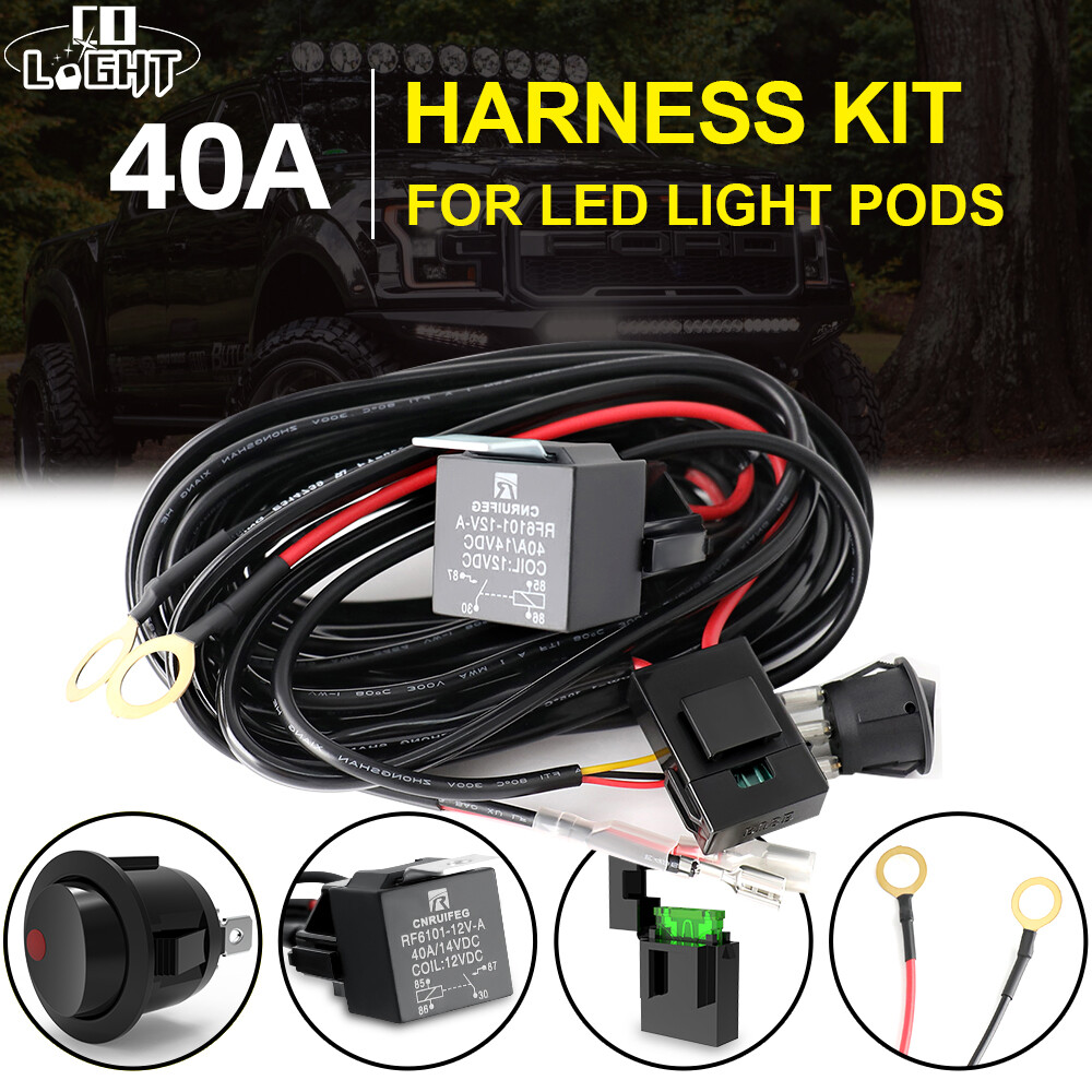 12V 40A Wiring Harness Kit Fuse ON OFF Switch Relay For LED Fog Work Light Bar