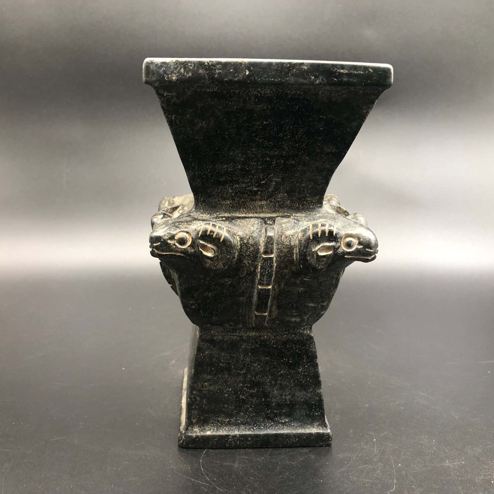 Old HongShan Culture Meteorite Jade Hand-Carved Sheep Head Vessel