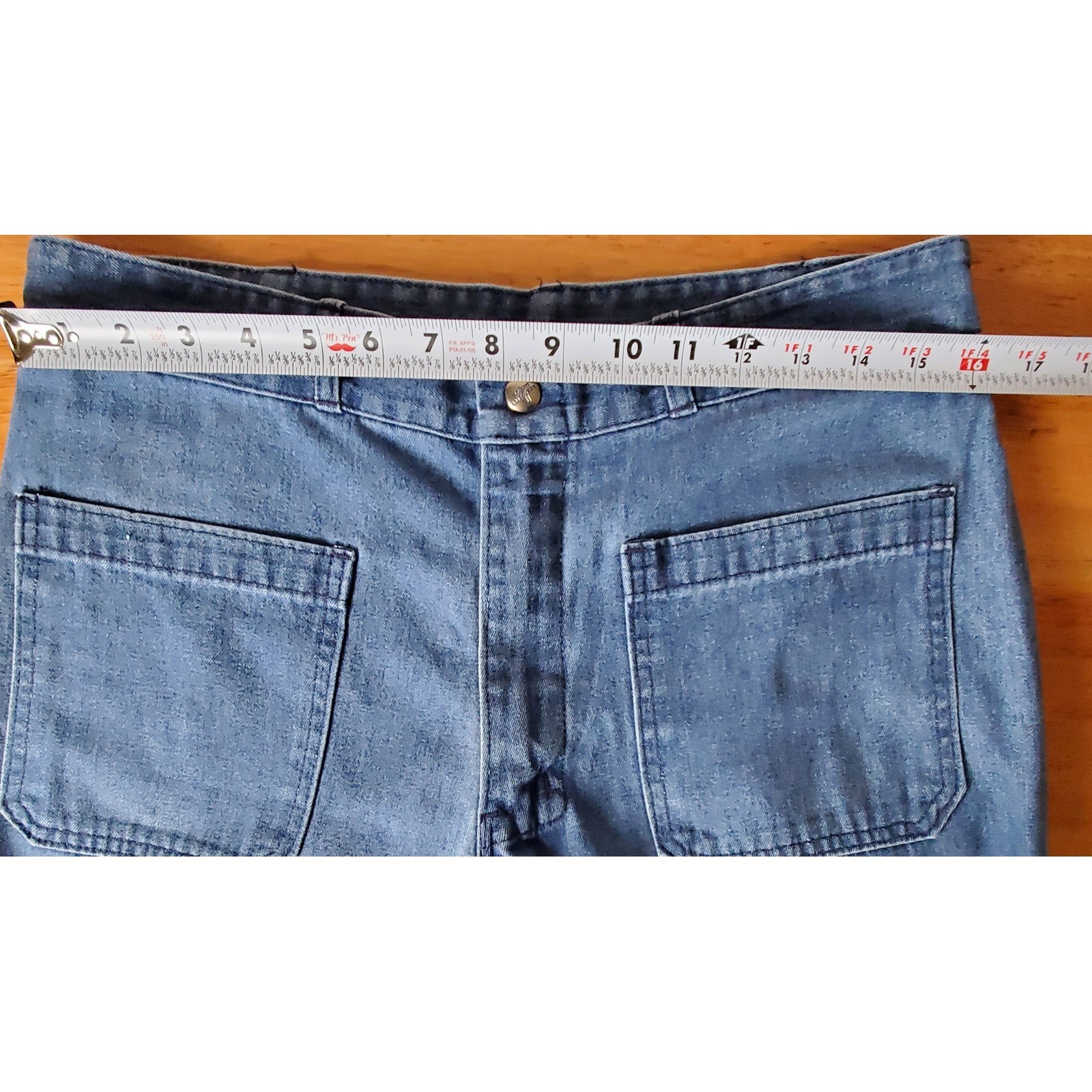 Vintage Navy Seafarer Dungaree Jeans Utility Trousers Bell Bottom Wide Leg 32x29