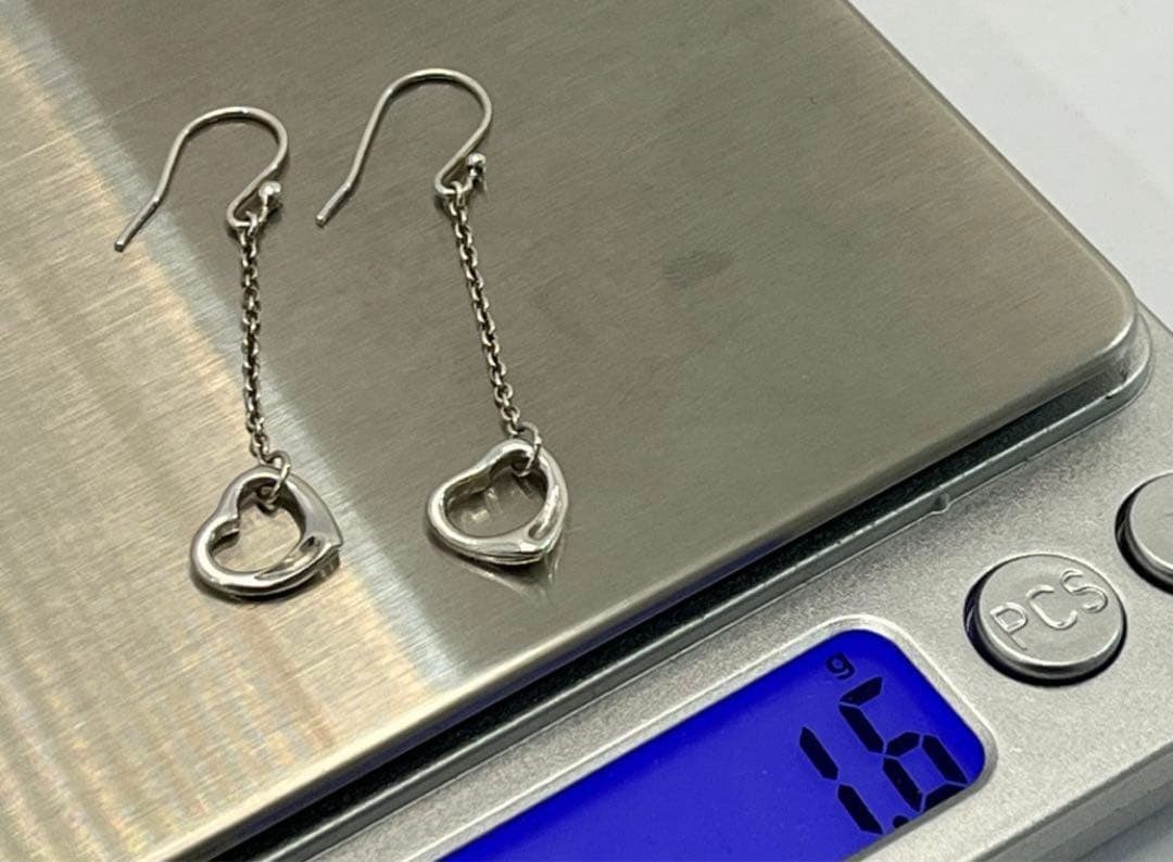 h518 Excellent condition Tiffany & Co. Open Heart Drop Hook Earrings 925