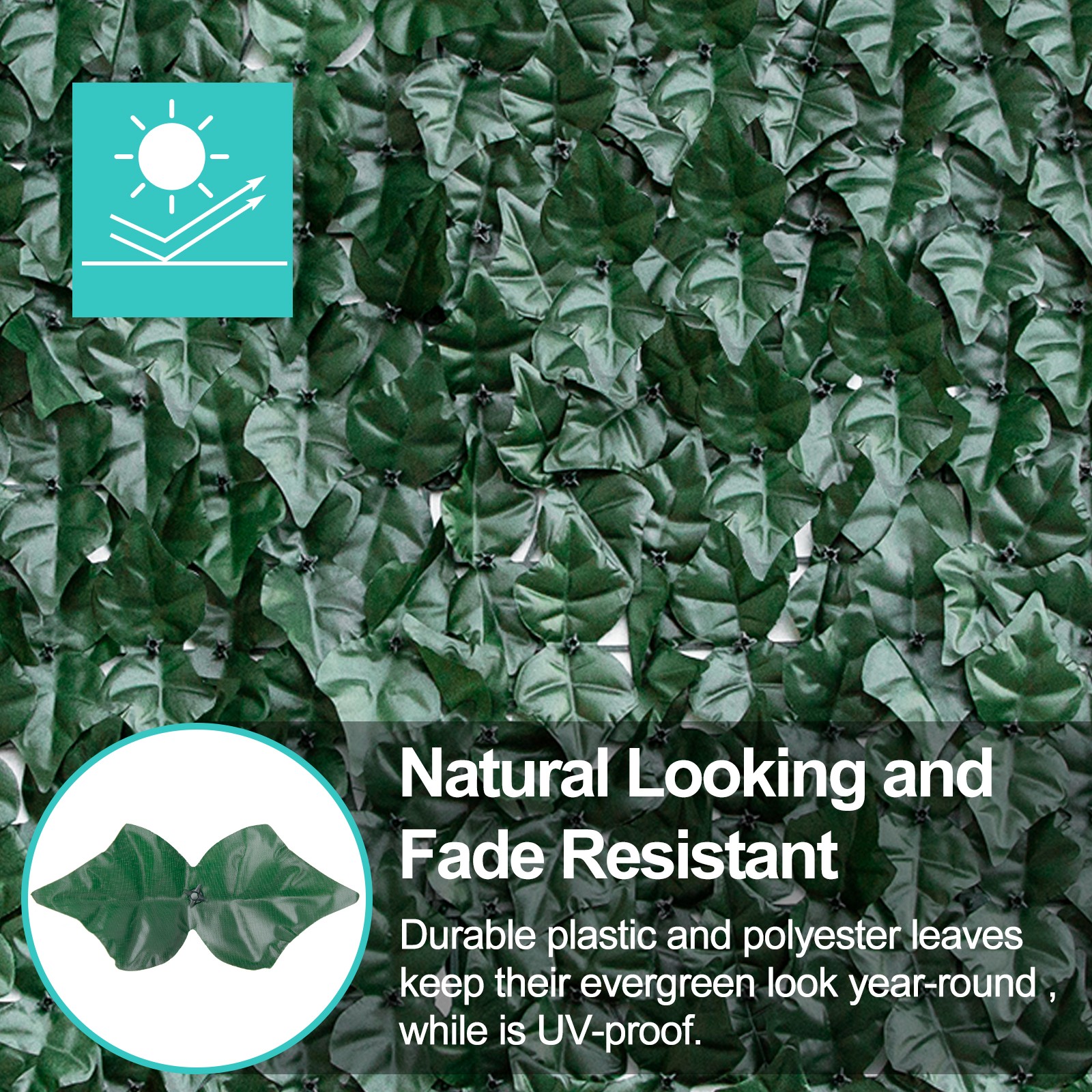 Artificial Ivy Hedge Green Leaf Fence Panels Faux Privacy Fence Screen for Home