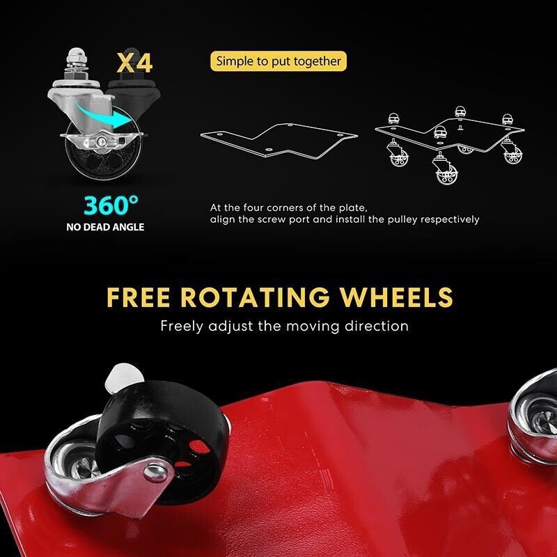 2/4pcs Car Dolly Wheel Heavy Duty Skate Auto Repair Dolly Slide 6000lbs Load