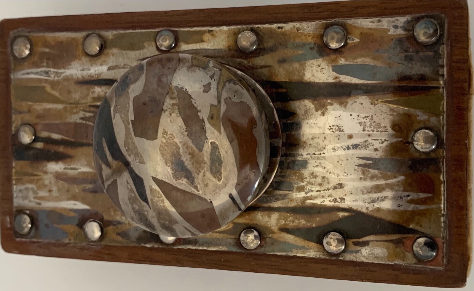 HAMMERED ARTS CRAFTS COPPER STERLING MOKUME JOSEPH HEINRICHS ROCKER BLOTTER 1905