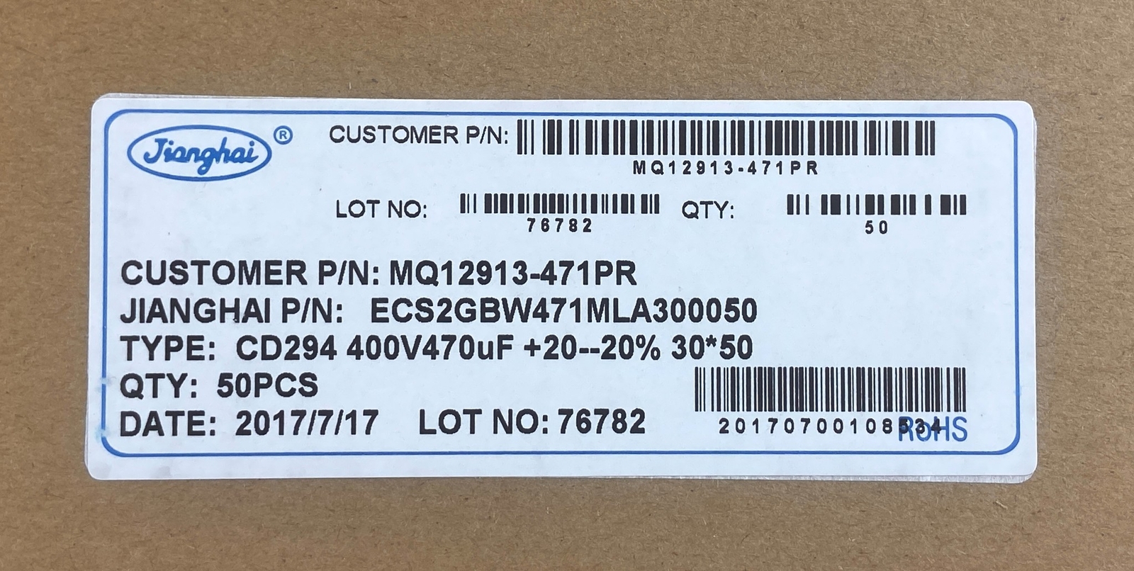 Jianghai CD294 400v 470uf Capacitor +20--20% 30*30 50-PACK
