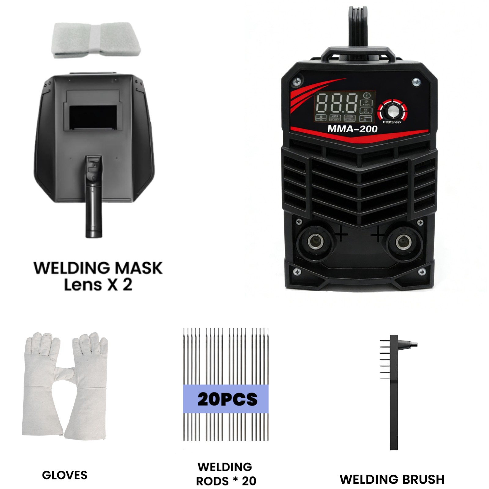 NeoTamarix 200A Stick Welder, 110V/220V MMA Welding Machine with LCD Display