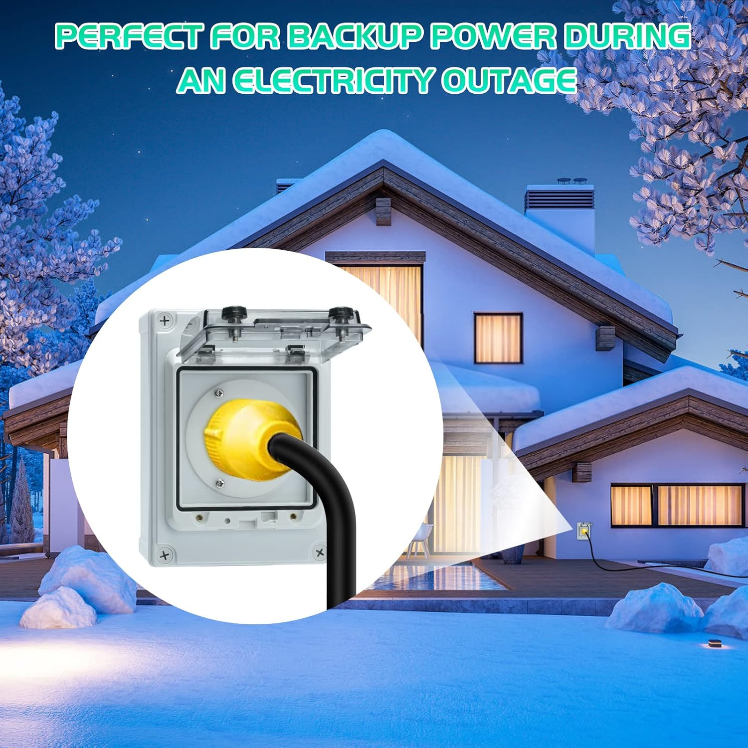 30 Amp Power Inlet Box, NEMA 3R Generator Inlet Box, NEMA L14-30P, 125/250 Volt