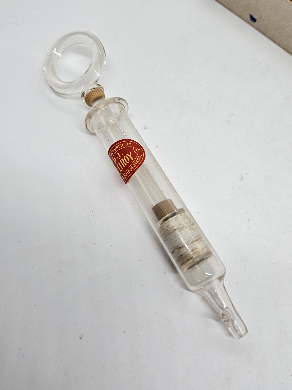 1800's Victorian DR. SPRAGUE'S SYRINGE Hand Blown Glass - P.J. McElroy Cambridge