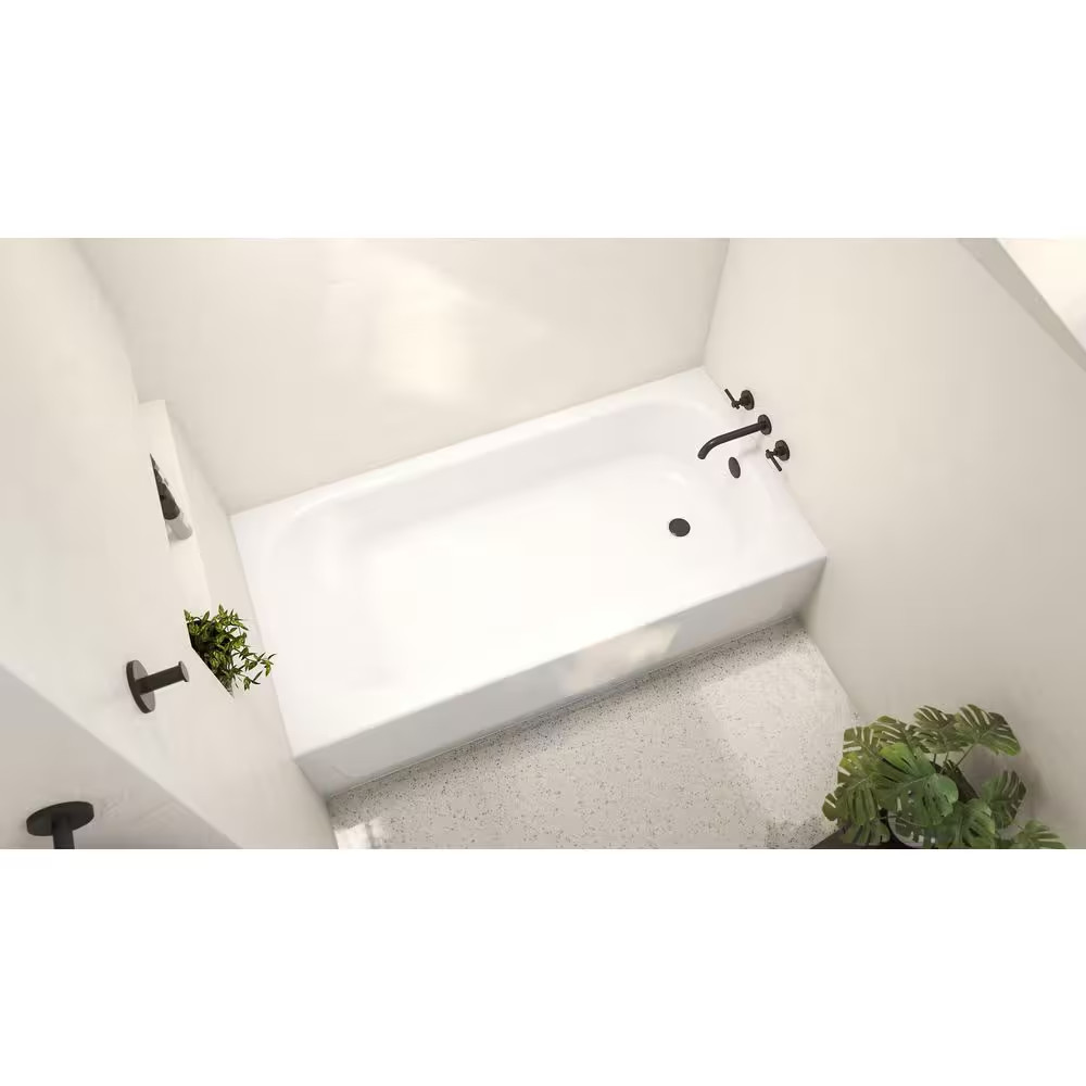Bootz Aloha 60x30 Alcove Soaking Bathtub Right Drain White Steel Tub 011-3364