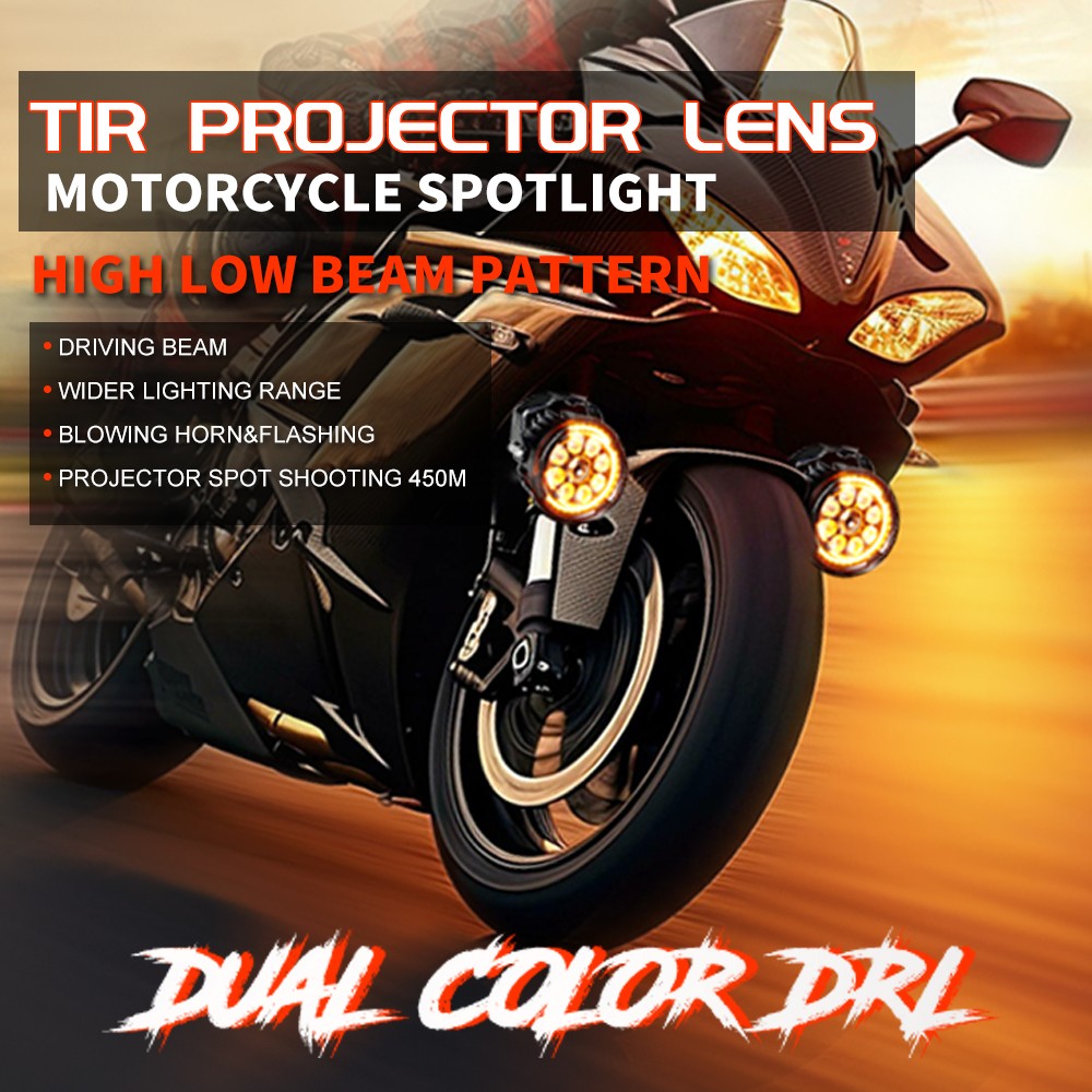 2x 4.5" LED Motorcycle Driving Lights White Amber DRL Fog Lamp Auxiliary Lights