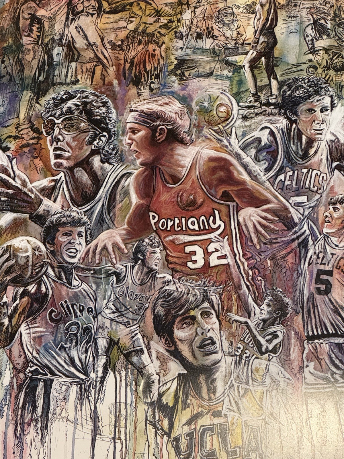 Bill Walton Personally Owned Promotional Sycuan Gene Locklear Basketball Poster