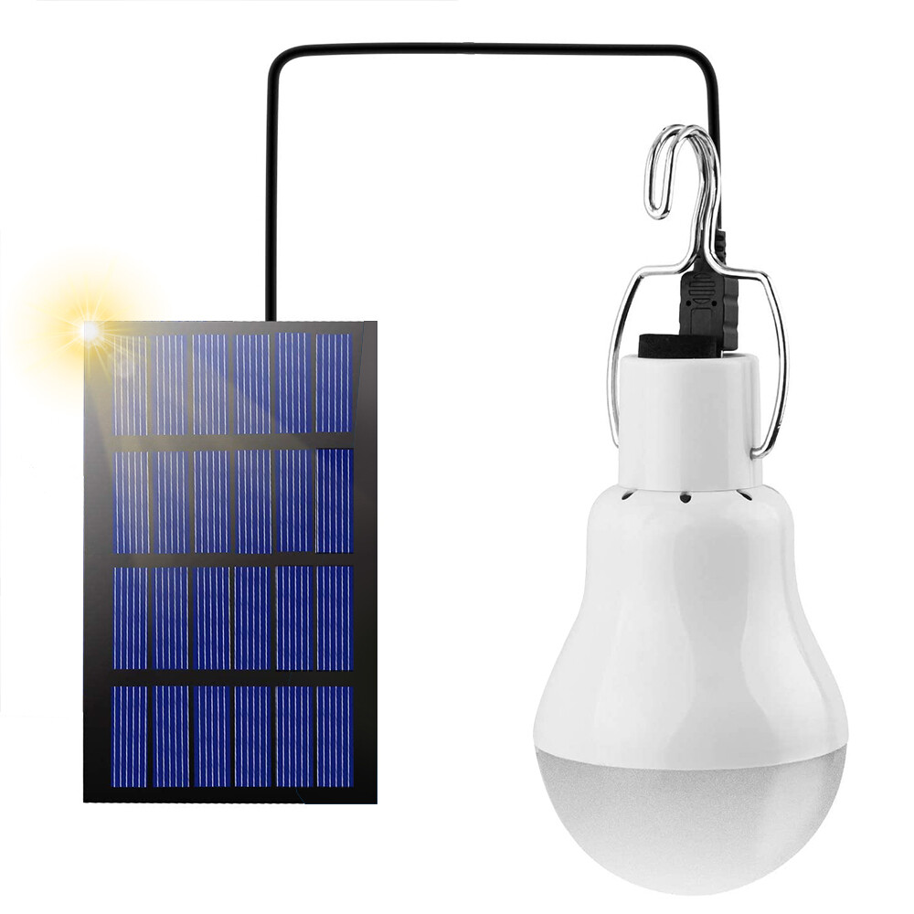 Portable Solar Panel Powered LED Lights Bulb Light Tent Lamp Camping Out/Indoor