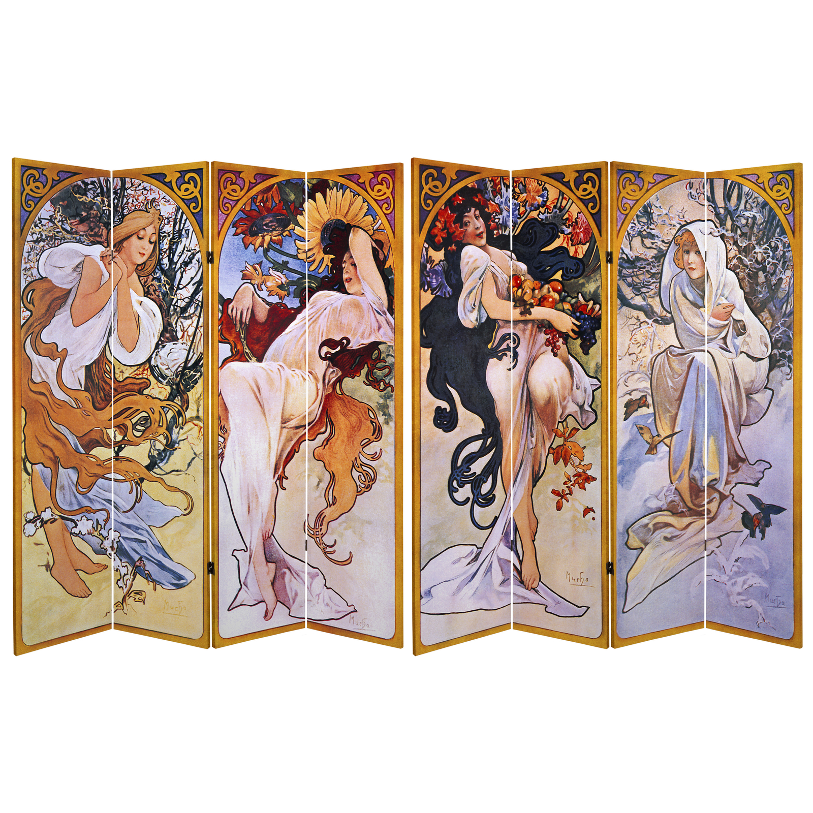 6 ft. Tall Double Sided Four Seasons Canvas Room Divider