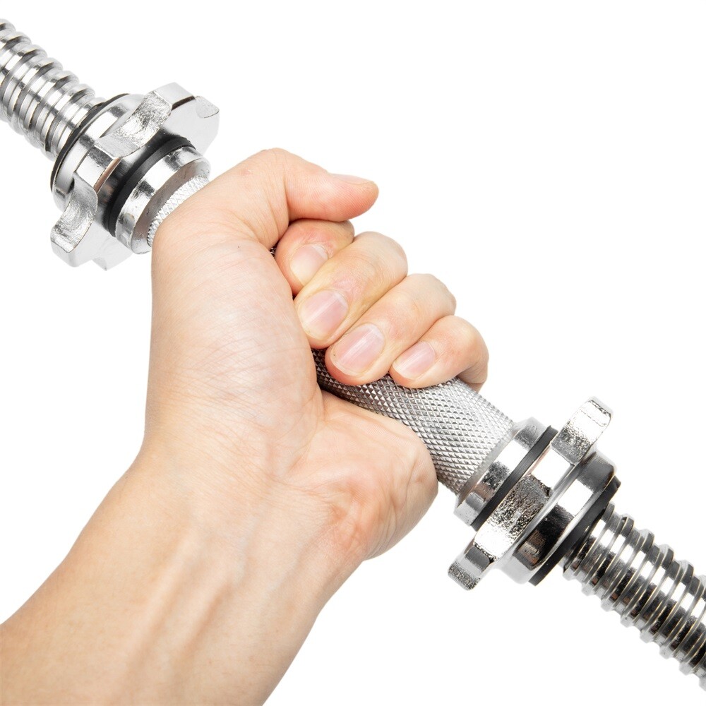 Dumbbell Bars Set Handles Gym Weight Lifting Collars Metal Dumbell Chrome