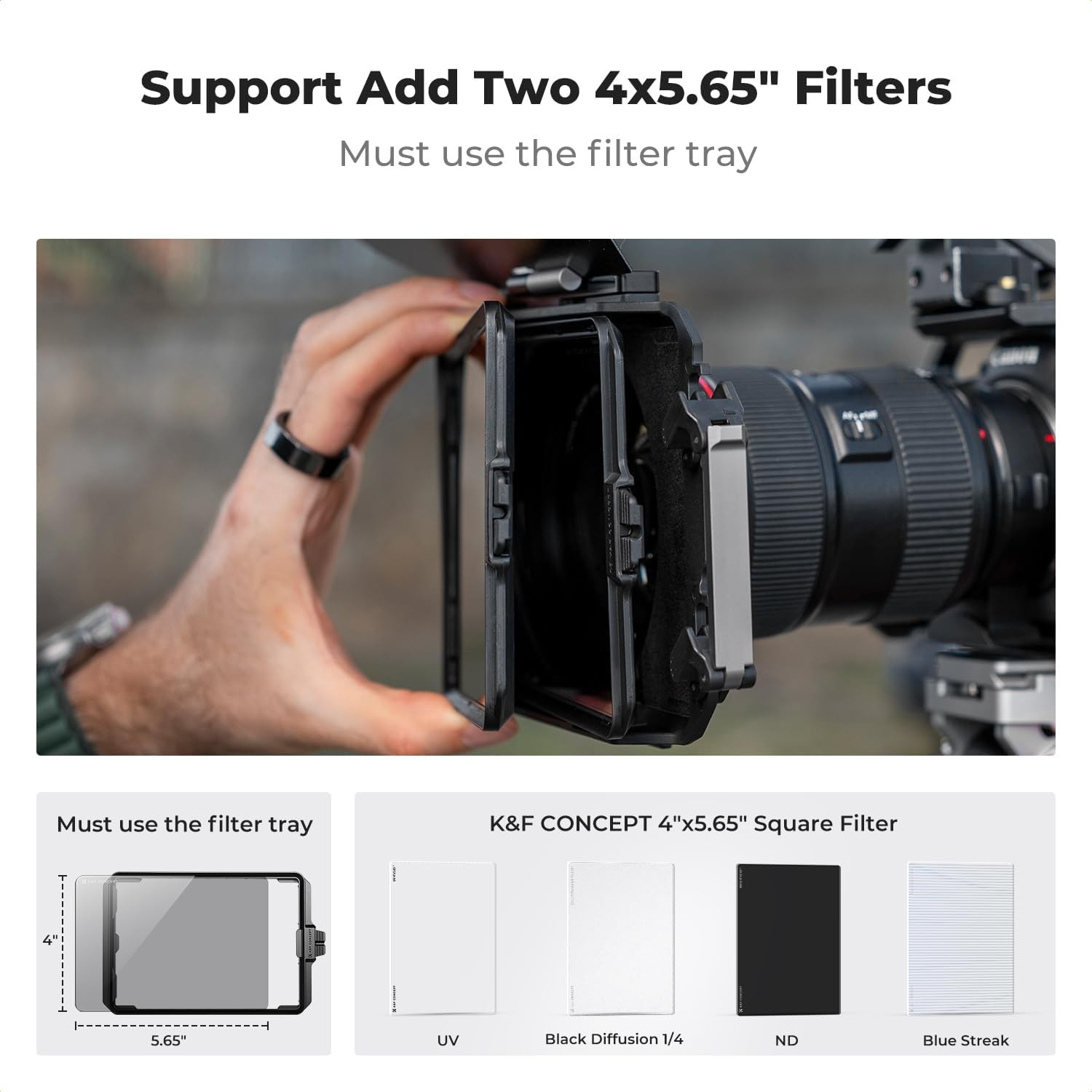 K&F Concept Mini Matte Box DSLR Mattebox for 67/72/77/82/95mm 4x5.65 Lens Filter