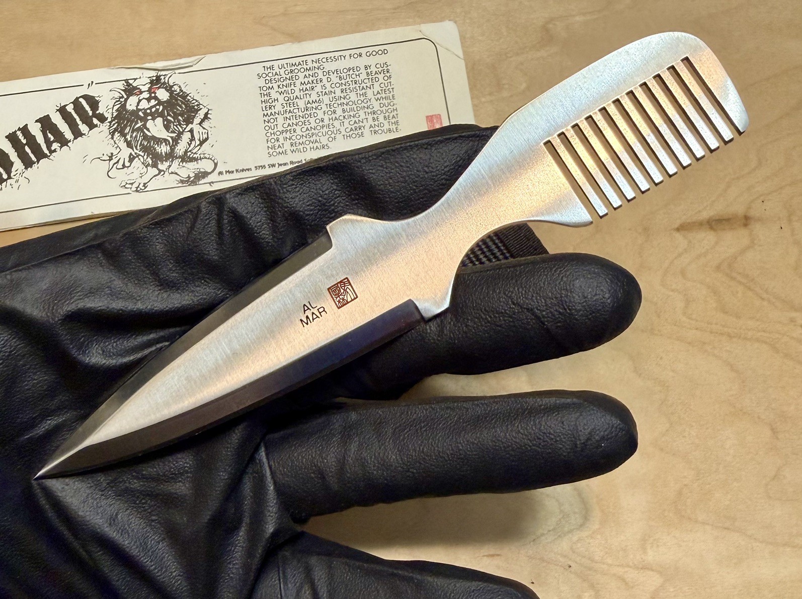 Vintage Al Mar Seki Japan Wild hair Boot Knife w/ Sheath