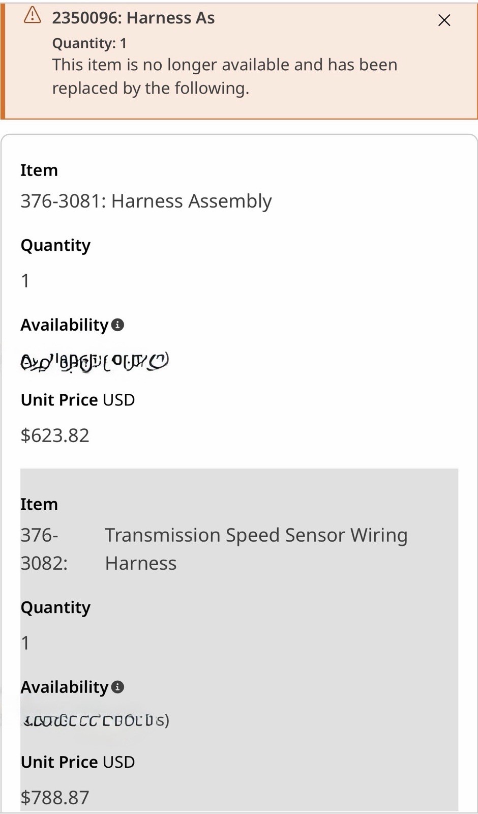 NEW OEM CAT 235-0096 Wiring Harness Assembly DISCONTINUED Replaced 376-3081