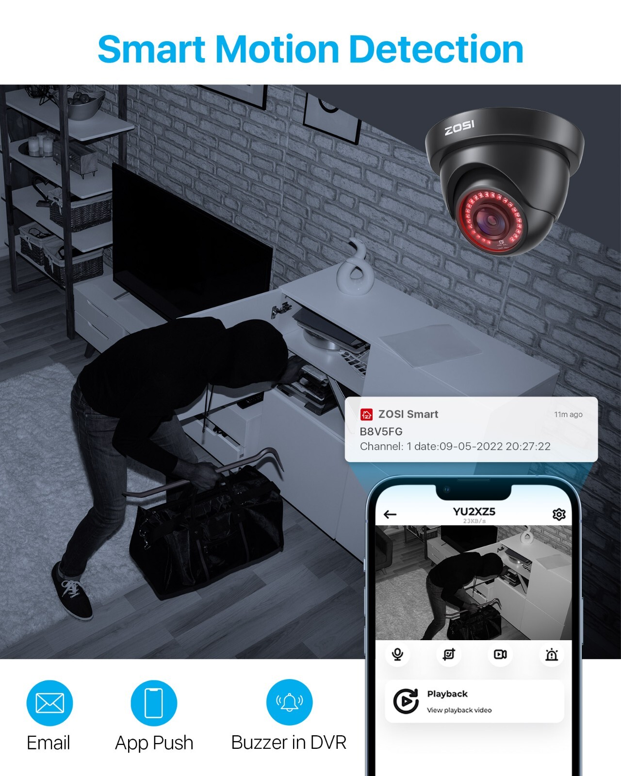 ZOSI 8CH 1080P Outdoor Security Camera System 5MP Lite Surveillance CCTV DVR Kit