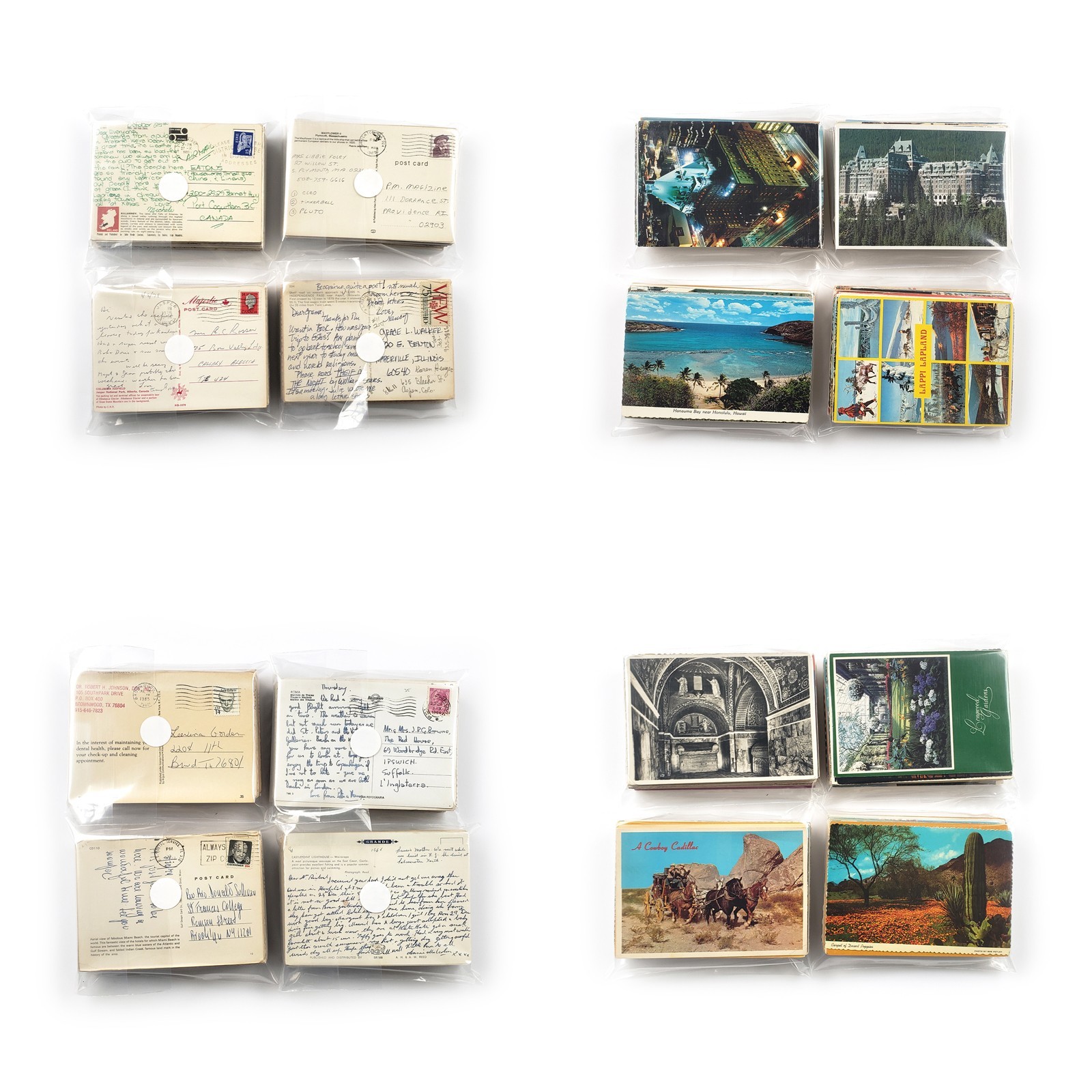 70 Vintage Used 4x6 Postcards Lot - All Posted - Worldwide Stamps & Postmarks