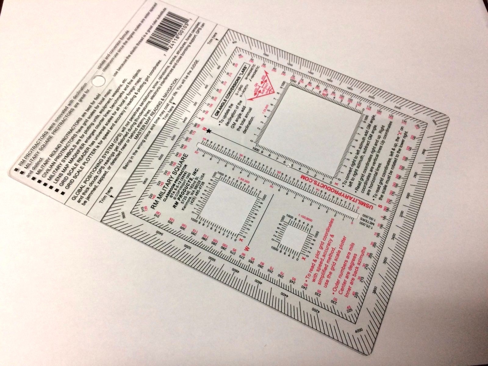 RM PRODUCTS Military Square Protractor (Red)