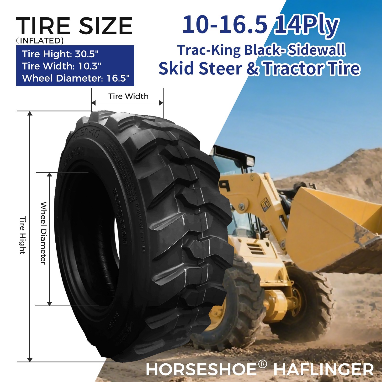 4 10-16.5 14PR Skid Steer Tires fits BOBCAT HAFLINGER TRAC-KING Heavy Duty 10165