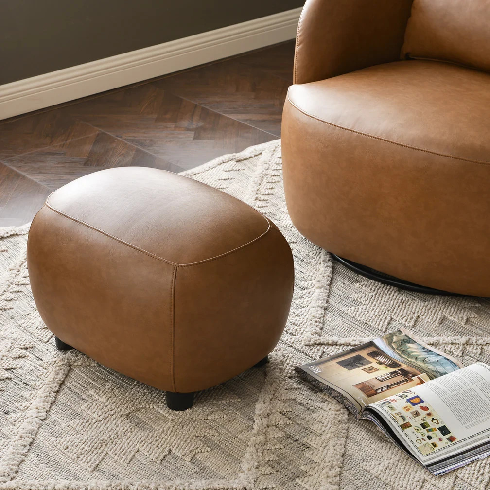 23" Wide Faux Leather Upholstered Ottoman