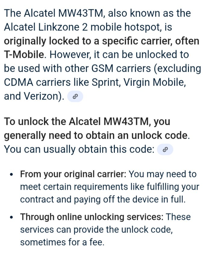 Alcatel Linkzone 2 4G LTE Hotspot Portable Wi-Fi 16 Device 4400 mAh Black Sealed