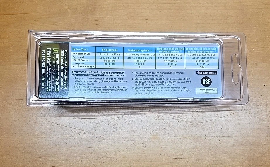 Spectroline EZ-4/ECS Dye Capsule Leak Detector Cartridge 1/2 ounce bmc 83