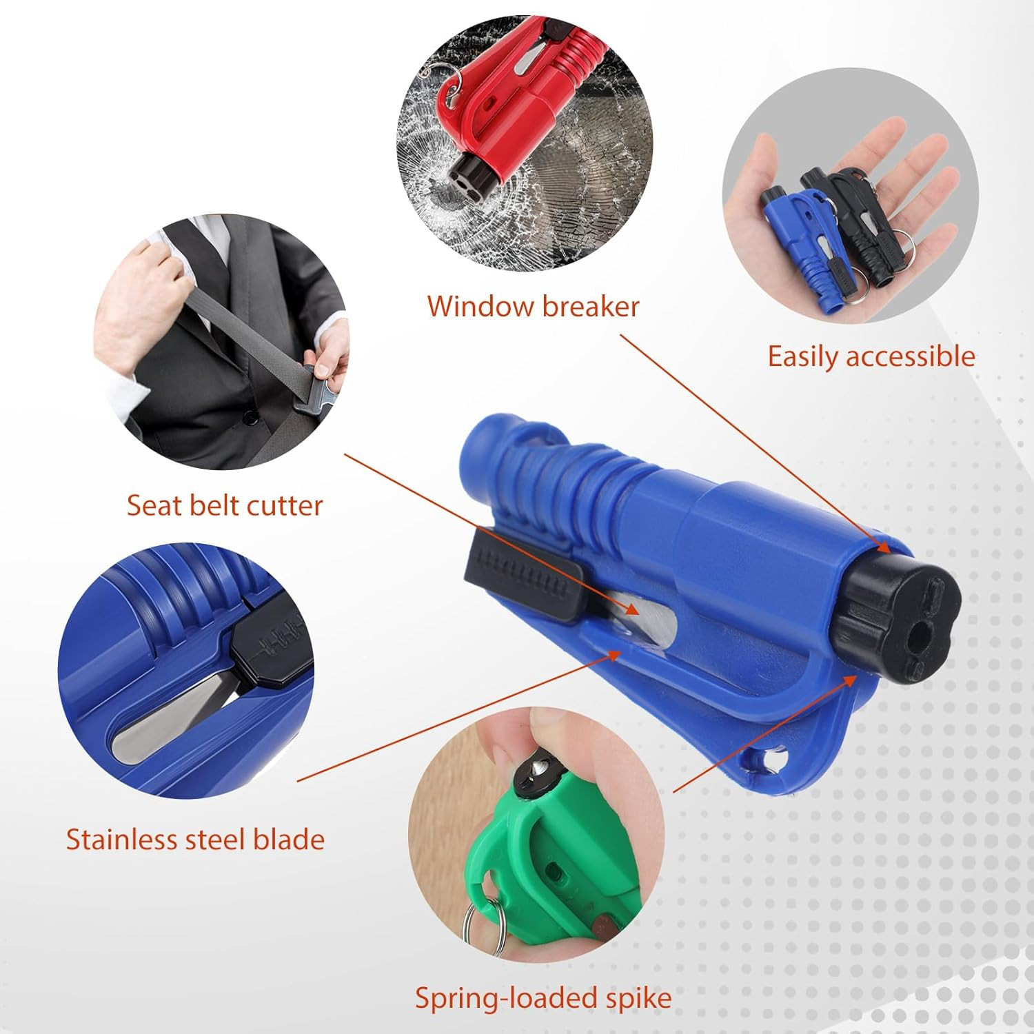 4 PCS Window Breaker Seatbelt Cutter, Seatbelt Cutter and Glass Breaker & Surviv