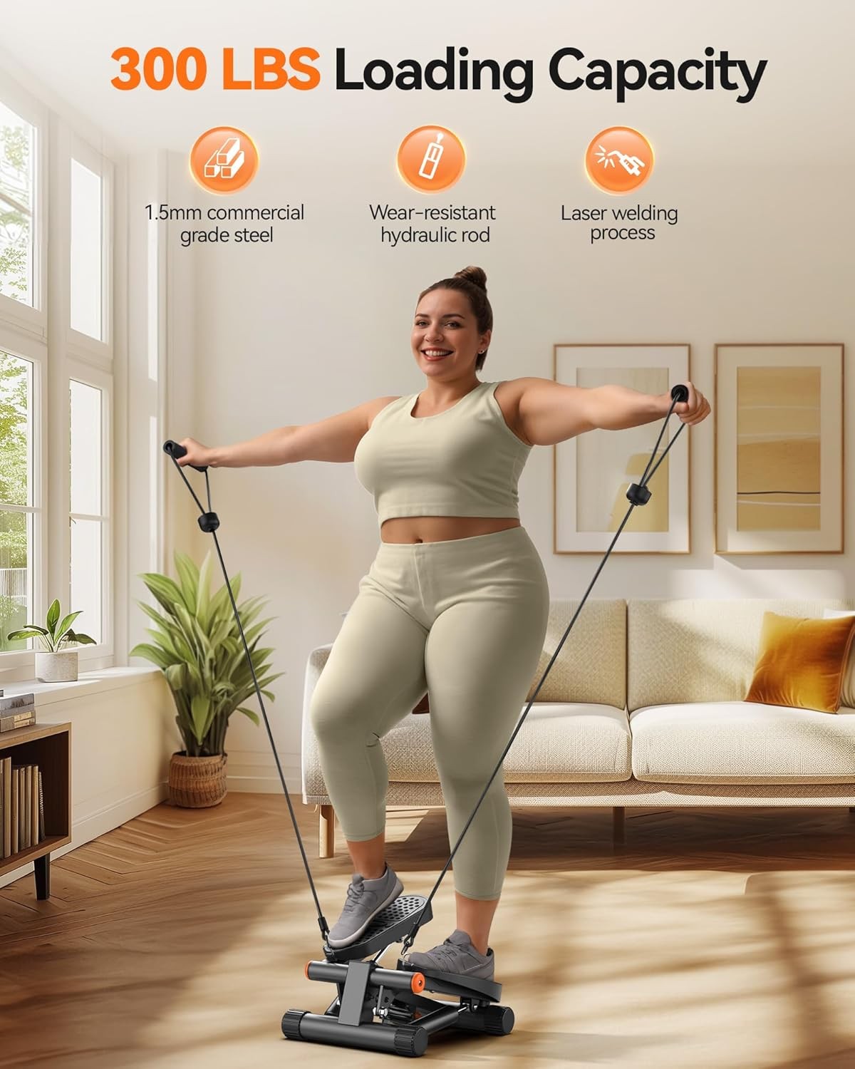 Steppers for Exercise, Mini Stair Stepper with Resistance Bands at Home Workout