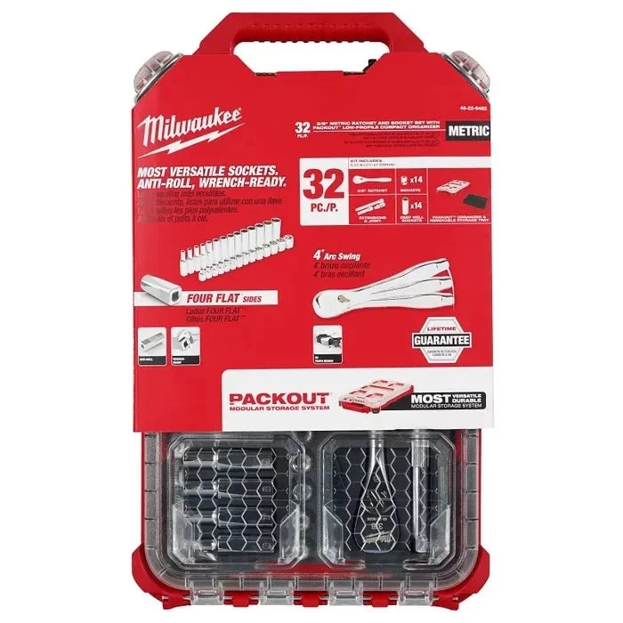 Milwaukee 48-22-9482 3/8Dr Ratchet & Socket Set Metric 32 Pcs AUTH USA DEALER