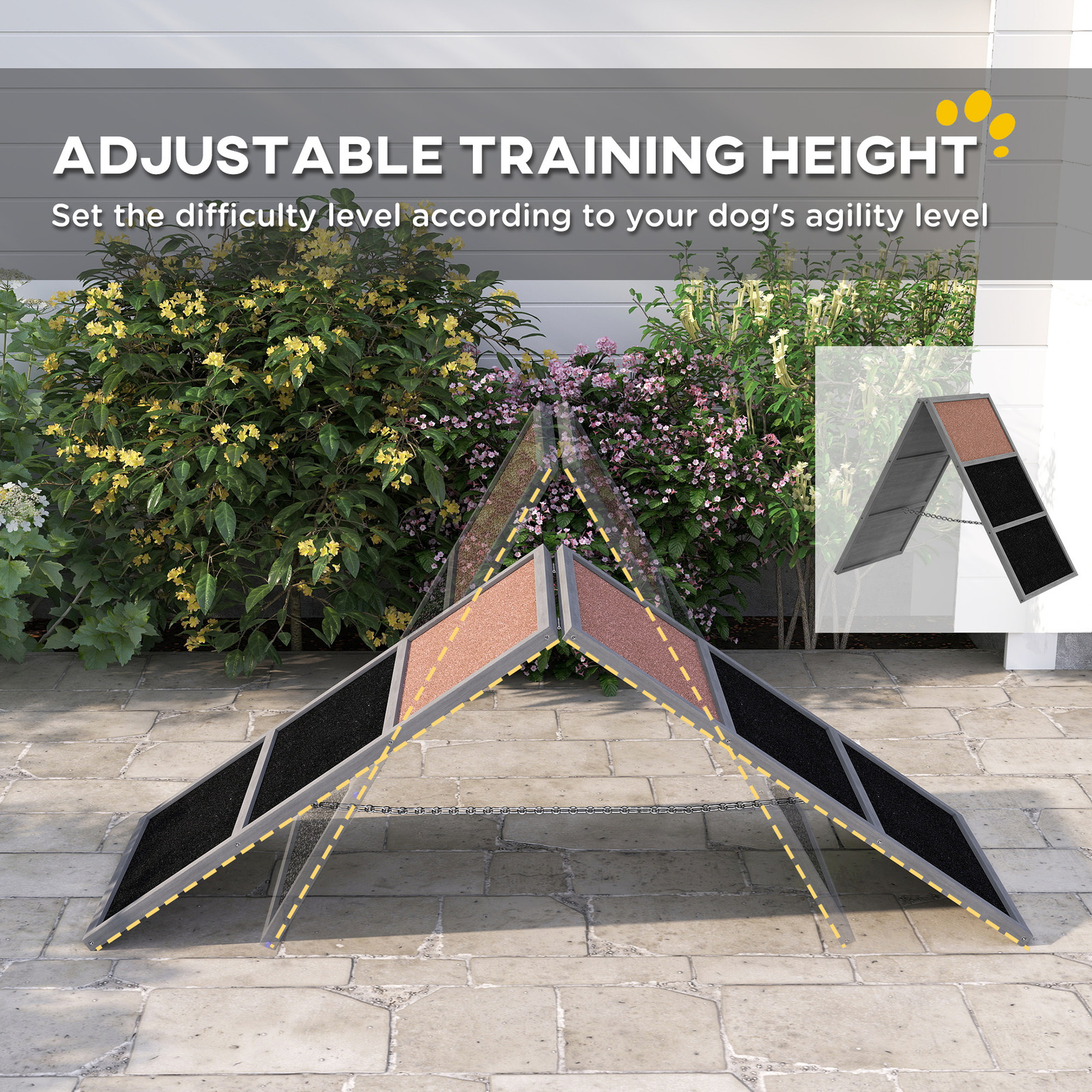 PawHut Dog Agility Equipment Ramp with Non-slip Surface, A-frame, Gray