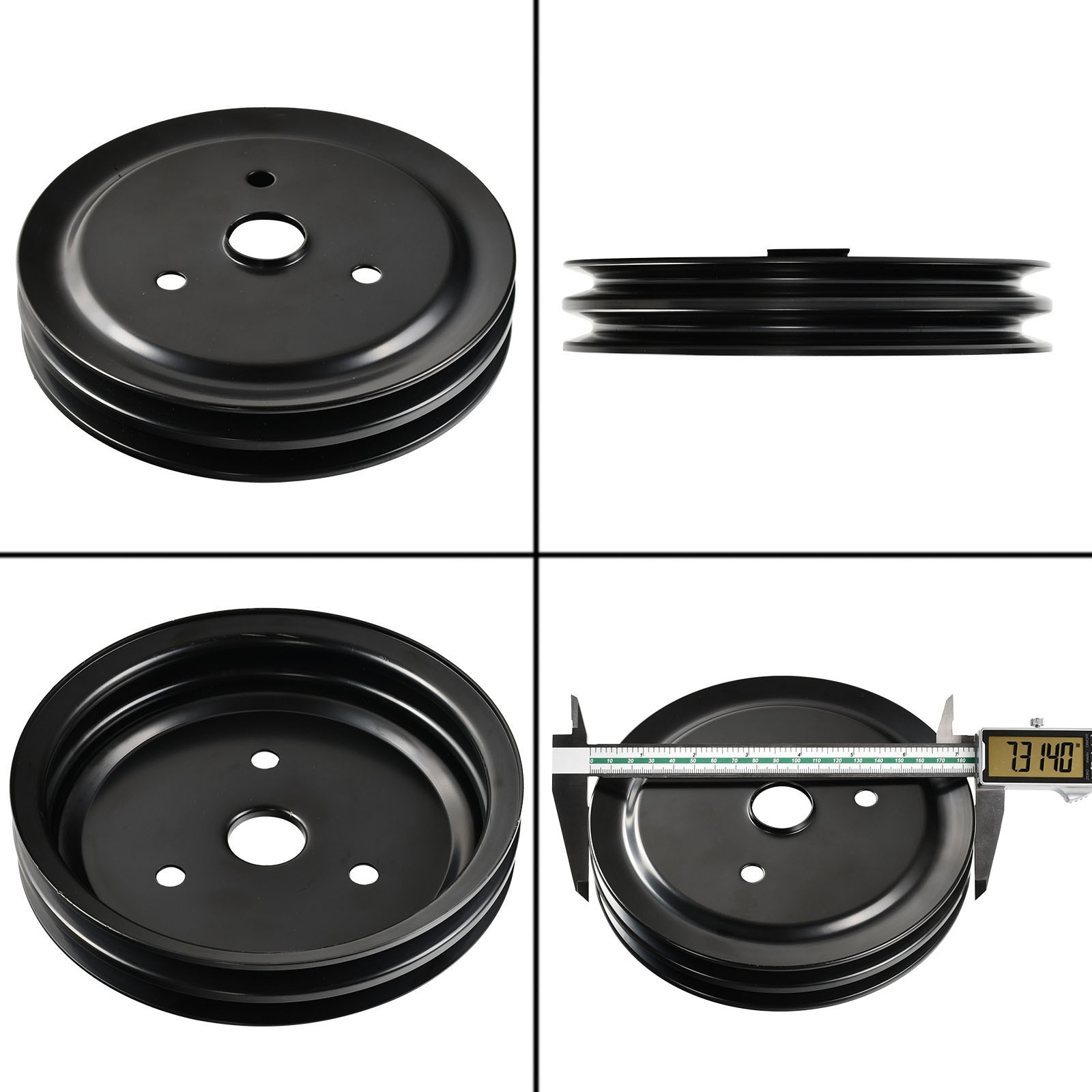 Double-Groove Power Steering Water Pump Crankshaft Pulley Kit for Chevy SBC 305