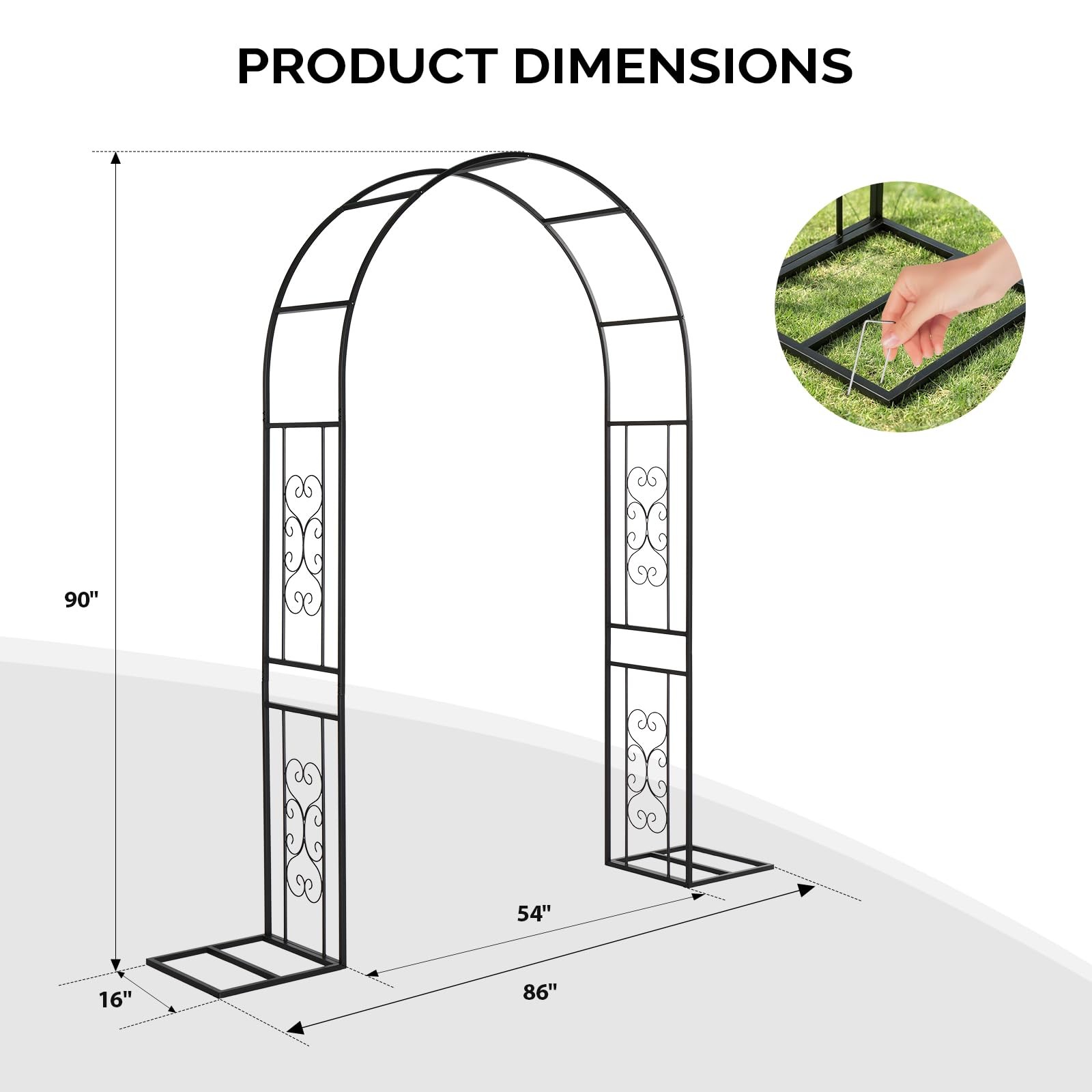 Metal Garden Arch Trellis for Climbing Plants Outdoor Wedding Patio Decor Black