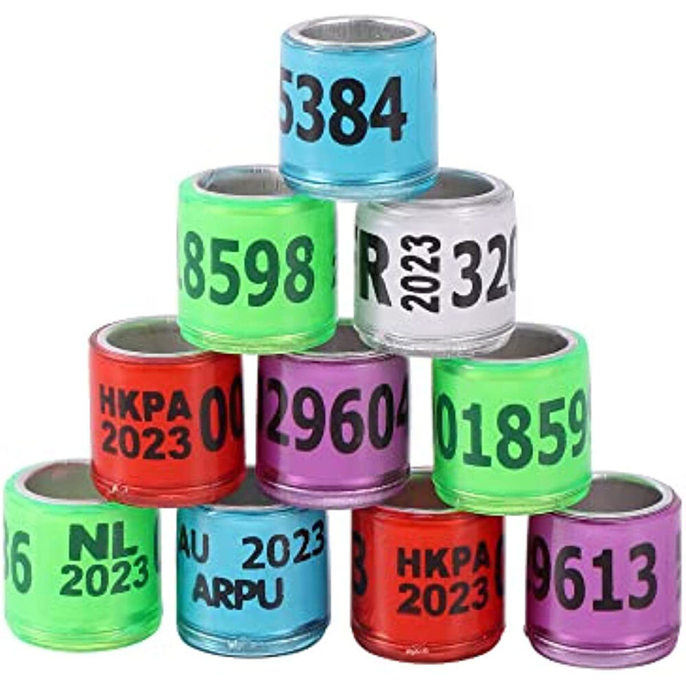 For 2023 Racing Multicolor Pigeon Rings Leg Bands ARPU Bird Foot Ring 8mm 100Pcs