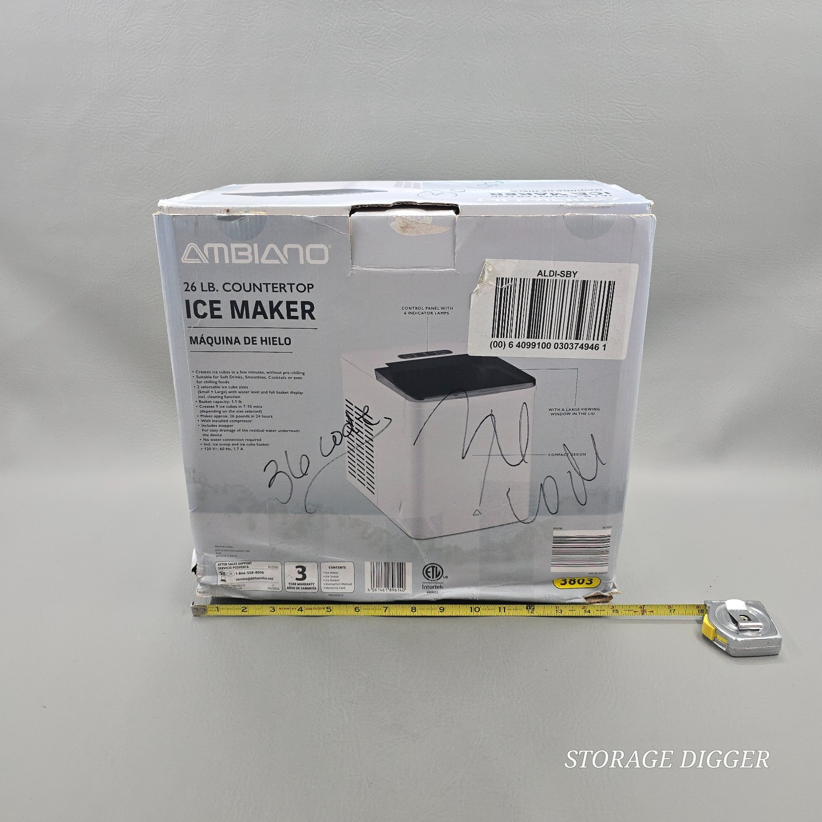 2024 Ambiano 26 lb. Countertop Ice Maker, Model GT-EWM-04-US, Made in China