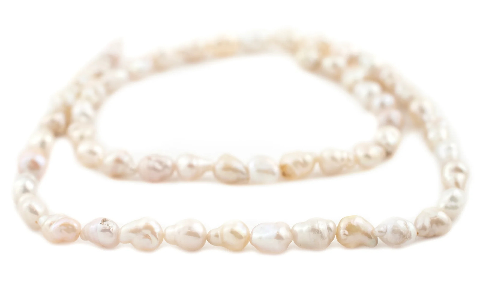 Pink-Toned Baroque Vintage Japanese Rice Pearl Beads 4-7mm Oval 16 Inch Strand