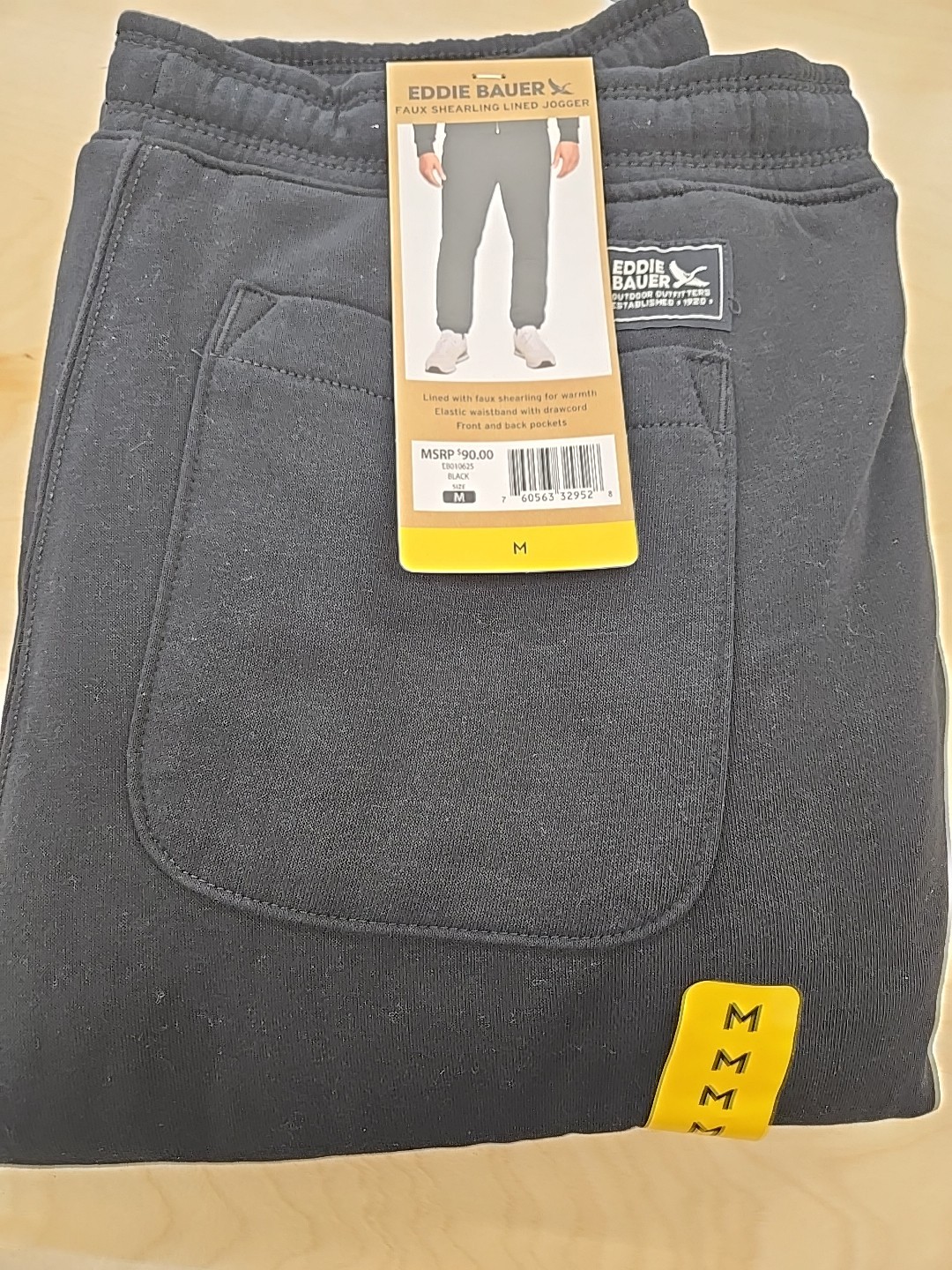 NWT: Men's Eddie Bauer Faux Shearling Lined Joggers - 4 Colors: 5 Sizes